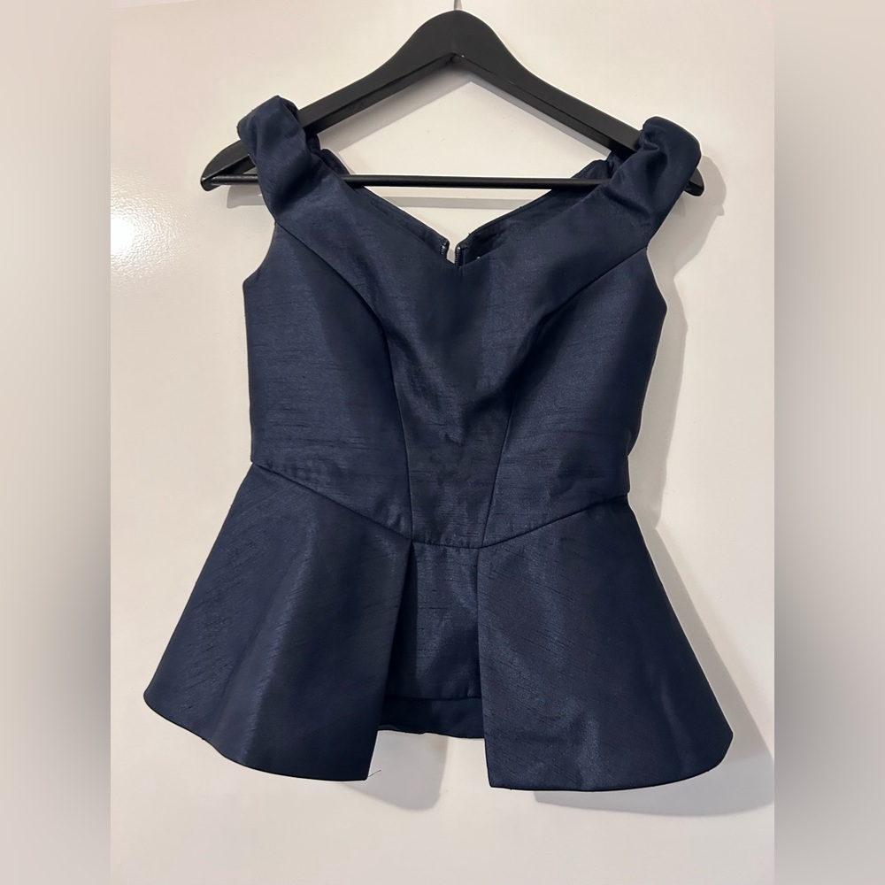 Cameo Size S - Peplum Navy Blue Top - Picture 1 of 5